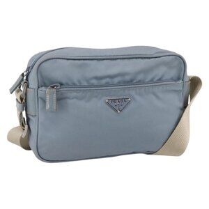 Authentic PRADA Shoulder Bag Nylon Light Blue Silver